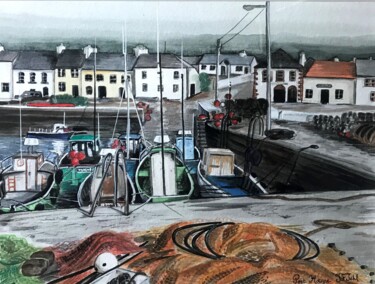 Pintura intitulada "Port Magee" por Jean-Francois Jehl, Obras de arte originais, Aquarela Montado em artwork_cat.