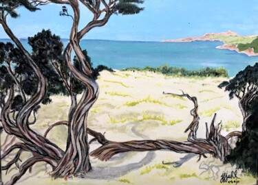 Painting titled "Sur la plage d'Erba…" by Jean-Francois Jehl, Original Artwork, Oil