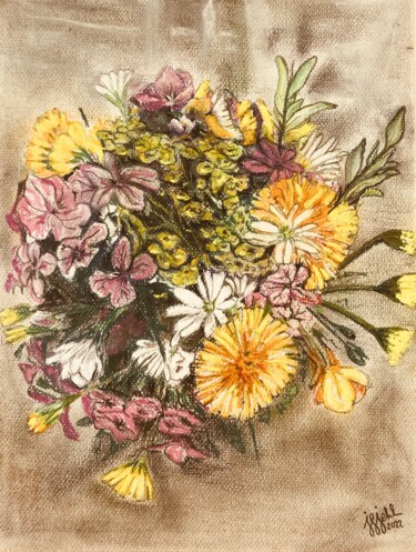 Schilderij getiteld "fleurs sauvages" door Jean-Francois Jehl, Origineel Kunstwerk, Pastel