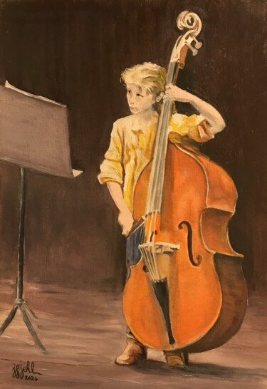 Картина под названием "L'enfant à la contr…" - Jean-Francois Jehl, Подлинное произведение искусства, Масло