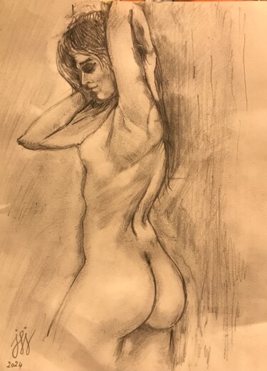 Dessin intitulée "étude de nu" par Jean-Francois Jehl, Œuvre d'art originale, Crayon