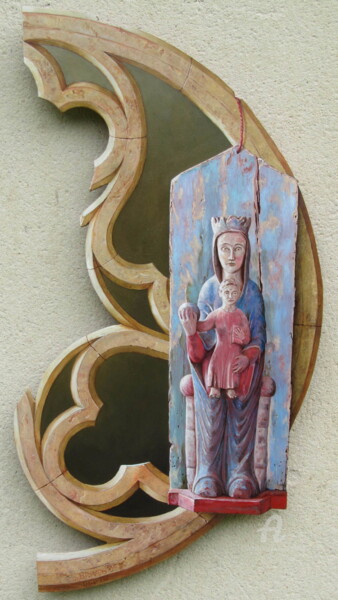 Malerei mit dem Titel "Notre Dame" von Jean-François Brivois, Original-Kunstwerk, Öl Auf Holzplatte montiert