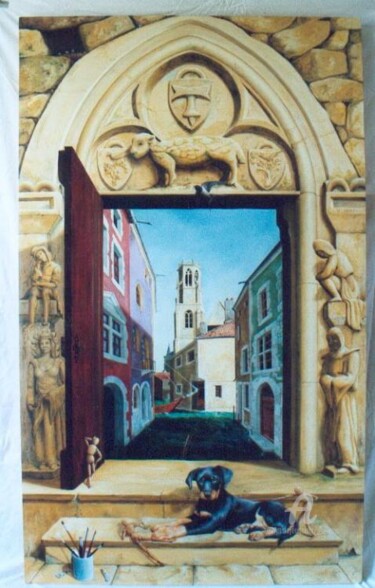 Картина под названием "Jeu à St Gengoult" - Jean-François Brivois, Подлинное произведение искусства, Масло