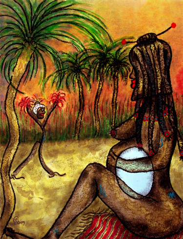 Peinture intitulée "Afrique invisible.j…" par Jf C20, Œuvre d'art originale, Encre
