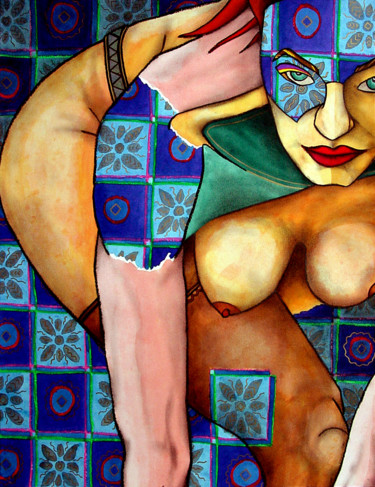 Peinture intitulée "Femme céramique.jpg" par Jf C20, Œuvre d'art originale, Encre