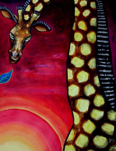 Peinture intitulée "Girafe Ghanibienne.…" par Jf C20, Œuvre d'art originale, Encre