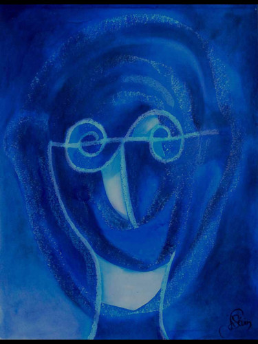 Peinture intitulée "Homme bleu.jpg" par Jf C20, Œuvre d'art originale, Encre
