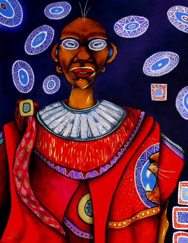 Peinture intitulée "Le rêve Massaï.jpg" par Jf C20, Œuvre d'art originale, Encre