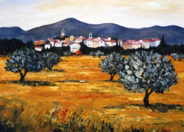 Painting titled "Lourmarin" by Jean-François Clemenceau, Original Artwork, Oil