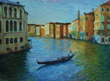Peinture intitulée "Venise, le grand Ca…" par Jean-François Déat, Œuvre d'art originale, Huile