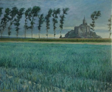 Painting titled "Le Mont Saint-Michel" by Jean-François Déat, Original Artwork, Oil