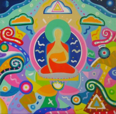 Pintura intitulada "Buda e nada" por Jfmachado, Obras de arte originais, Óleo