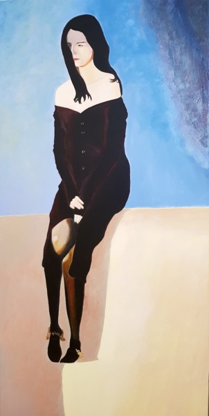 Painting titled "Femme au charme dis…" by Jean François Consoli (Lejef), Original Artwork, Acrylic