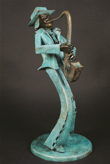 Sculpture titled "Jazz'Man bleu" by Gérard Gal, Original Artwork