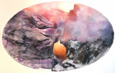 Pintura intitulada "PIRENE La Madre de…" por Julio Gimėnez, Obras de arte originais, Aquarela Montado em Vidro