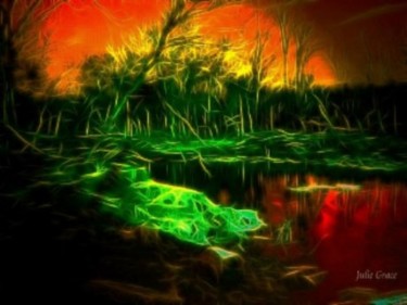 Digital Arts titled "Creekside Sunset" by Julie Grace, Original Artwork, Other