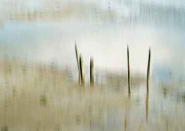 Fotografie mit dem Titel "Holzpfähle im Watt" von Jgs, Original-Kunstwerk, Manipulierte Fotografie