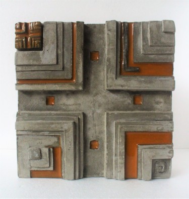 Sculpture titled "Surfaces 1" by Jenny Hee, Original Artwork, Concrete Mounted on Wood Panel