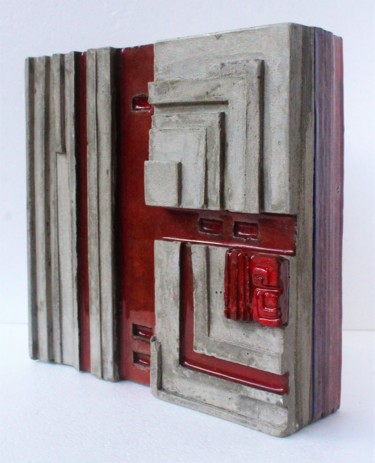 Sculpture titled "Surfaces 2" by Jenny Hee, Original Artwork, Concrete Mounted on Wood Panel