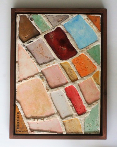 Sculpture titled "Earth Series ES1" by Jenny Hee, Original Artwork, Aerated concrete Mounted on Wood Panel