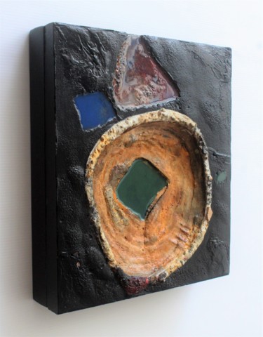Sculpture titled "Earth Series ES6A" by Jenny Hee, Original Artwork, Concrete Mounted on Wood Panel