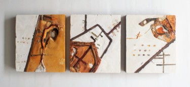 Sculpture titled "Earth Series ES7" by Jenny Hee, Original Artwork, Concrete Mounted on Wood Panel