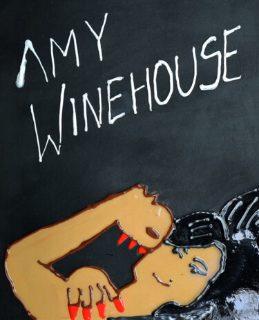 Painting titled "Amy Winehouse art" by Jhoan Roa, Original Artwork, Acrylic
