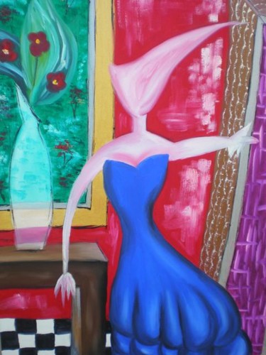 Painting titled "Vestido Azul" by Jhonni Gerolim, Original Artwork, Oil