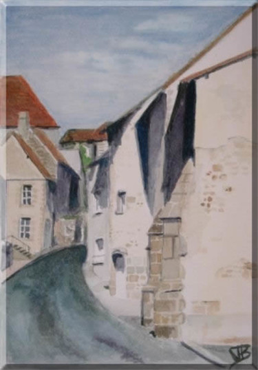 Peinture intitulée "Une rue l'été" par Jiab, Œuvre d'art originale, Huile
