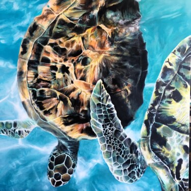 Painting titled "Turtles from Isla M…" by Ji Aime Art, Original Artwork, Oil