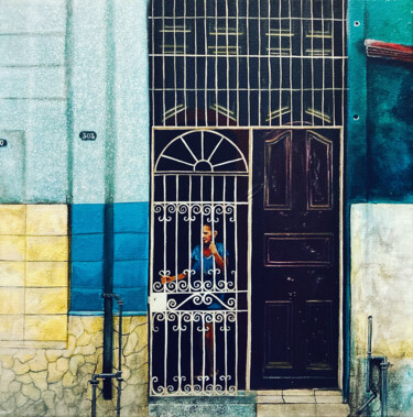Malarstwo zatytułowany „La Havane” autorstwa Ji Aime Art, Oryginalna praca, Akryl Zamontowany na Drewniana rama noszy