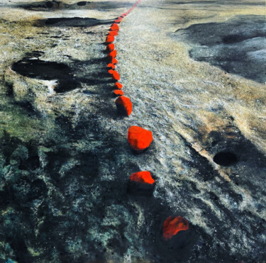 Картина под названием "Chili, geysers del…" - Ji Aime Art, Подлинное произведение искусства, Акрил Установлен на Деревянная…