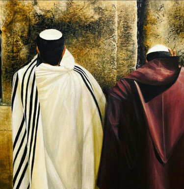 Painting titled "Jérusalem" by Ji Aime Art, Original Artwork, Acrylic Mounted on Wood Stretcher frame