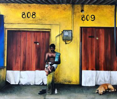 Painting titled "Colombo" by Ji Aime Art, Original Artwork, Acrylic Mounted on Wood Stretcher frame