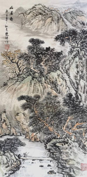 Pittura intitolato "Works No.63：Seclude…" da Lianxiang Jiang Jiang Lian Xiang, Opera d'arte originale, pigmenti