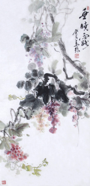 Painting titled "重晓露" by Zhen Jiang, Original Artwork, Watercolor