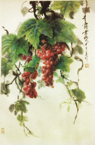 Painting titled "甘露" by Zhen Jiang, Original Artwork, Pigments