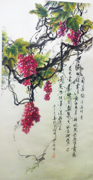 Painting titled "葡萄泳" by Zhen Jiang, Original Artwork, Ink