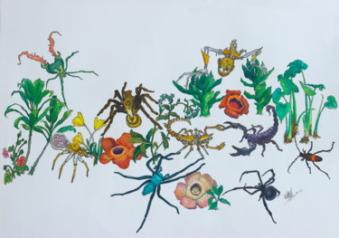 제목이 "生态"인 미술작품 Jianxing Li로, 원작, 수채화 플렉시글라스에 장착됨