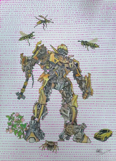 绘画 标题为“三只黄蜂” 由Jianxing Li, 原创艺术品, 水彩