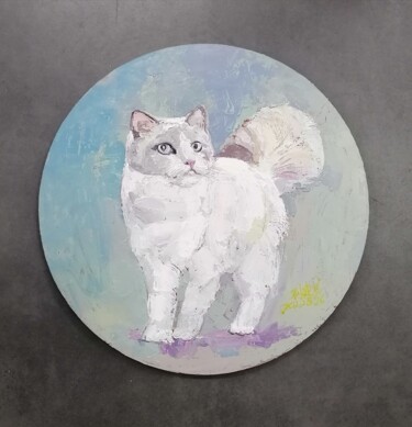 Painting titled "猫咪" by Jianxing Li, Original Artwork, Acrylic