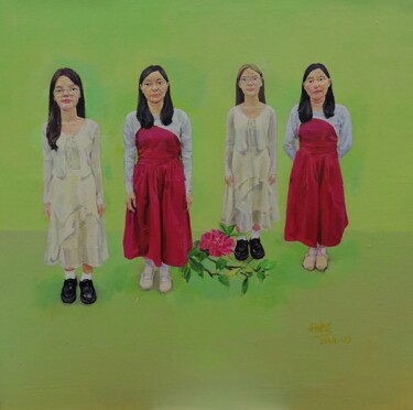 Pintura titulada "女人如花" por Jianxing Li, Obra de arte original, Acrílico Montado en Bastidor de camilla de madera