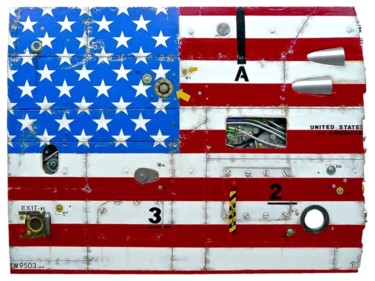Sculpture titled "CABIN AMERICAN FLAG" by Jerome Chauvin (JICE), Original Artwork, Acrylic
