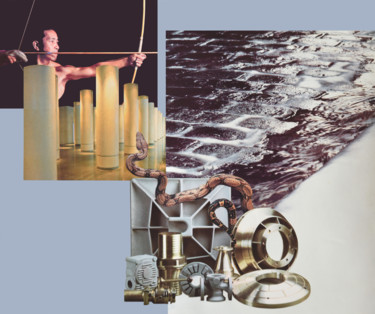 Mécanique des fluides Collages titled "Mécanique des fluid…" by Jicé Leoni, Original Art, Collages Mounted on Aluminium