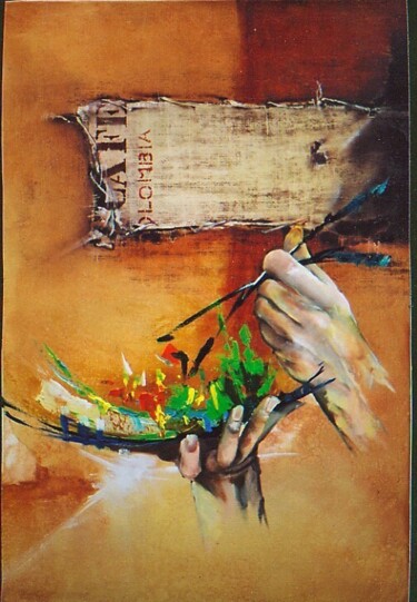 Peinture intitulée "Les 5 sens  " le go…" par Jicé, Œuvre d'art originale