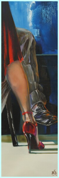 Painting titled "Rouge tango" by Jicé, Original Artwork