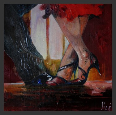 Painting titled "Tinta roja" by Jicé, Original Artwork, Oil