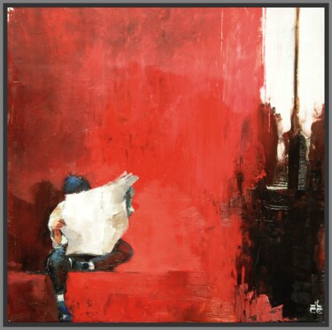 Peinture intitulée "Entre rouge et noir" par Jicé, Œuvre d'art originale, Huile