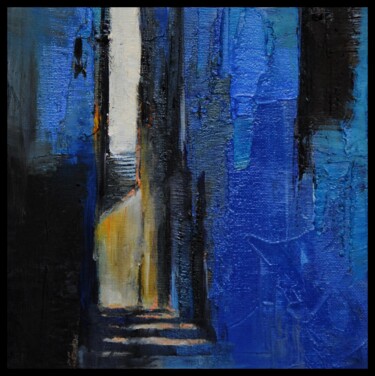 Картина под названием "14 rue Bleue" - Jicé, Подлинное произведение искусства, Масло Установлен на Деревянная рама для носил…