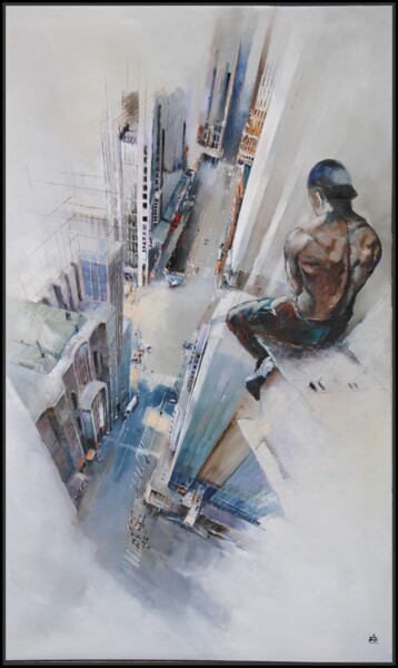 Painting titled "Don't look down" by Jicé, Original Artwork, Oil